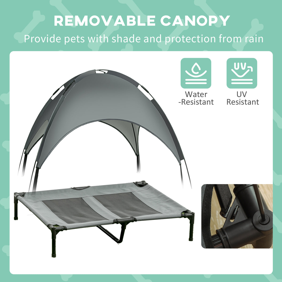 Large Elevated Dog Bed with Canopy - Foldable Grey Outdoor Cot-Dogs-DECOROLALA