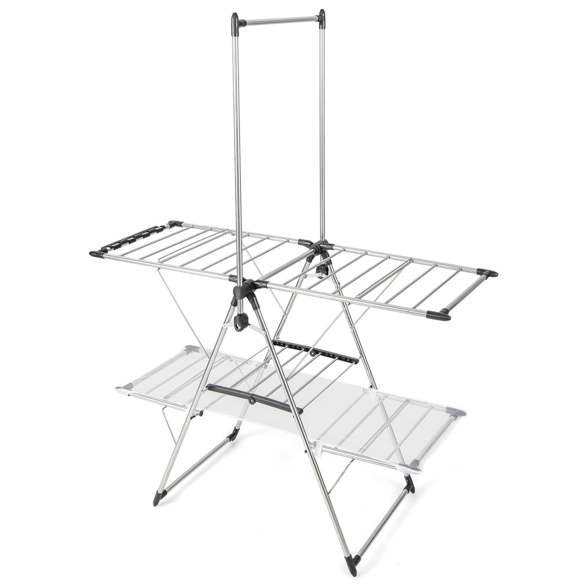 Large Foldable Clothes Drying Rack with Tall Hanging Bar-Laundry Drying Racks-DECOROLALA