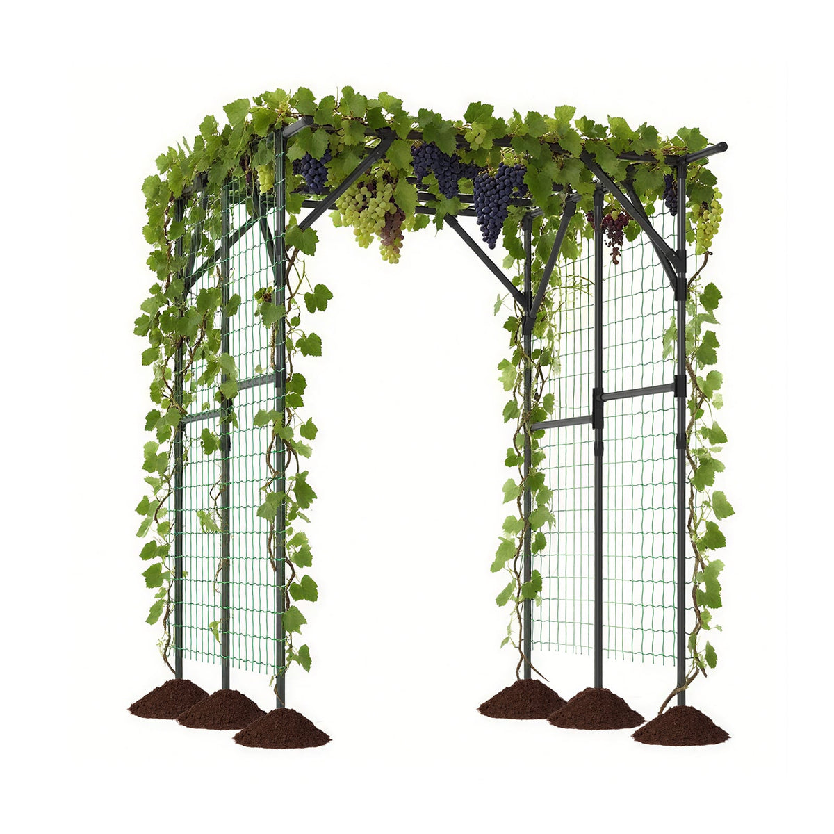 Large Garden Arch Trellis for Climbing Plants Outdoor Grape Vine Support-Black-Garden Arbors-DECOROLALA