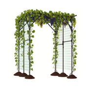 Large Garden Arch Trellis for Climbing Plants Outdoor Grape Vine Support-Black-Garden Arbors-DECOROLALA