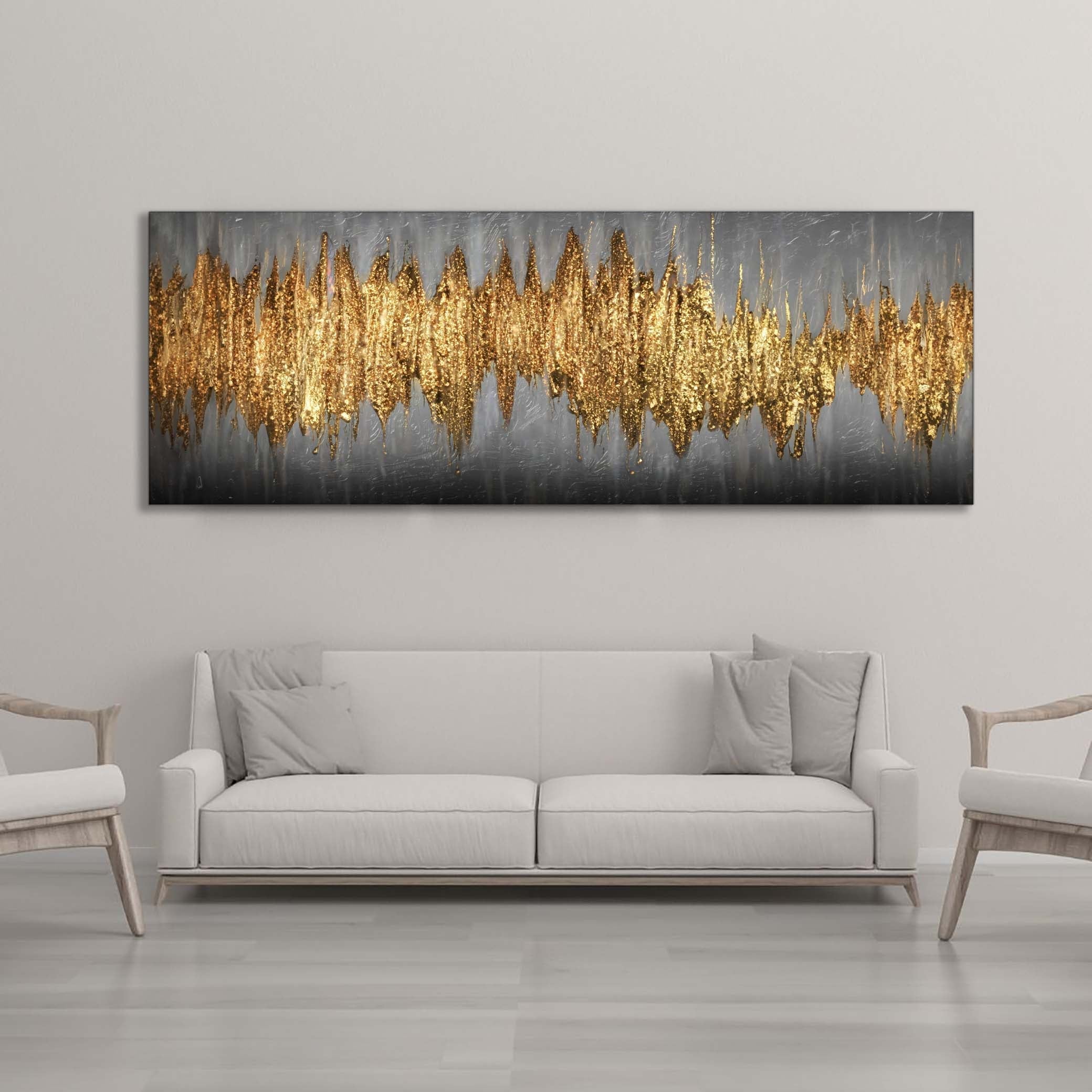 Large Gold Abstract Canvas 72x24 inches-Wall Art-DECOROLALA
