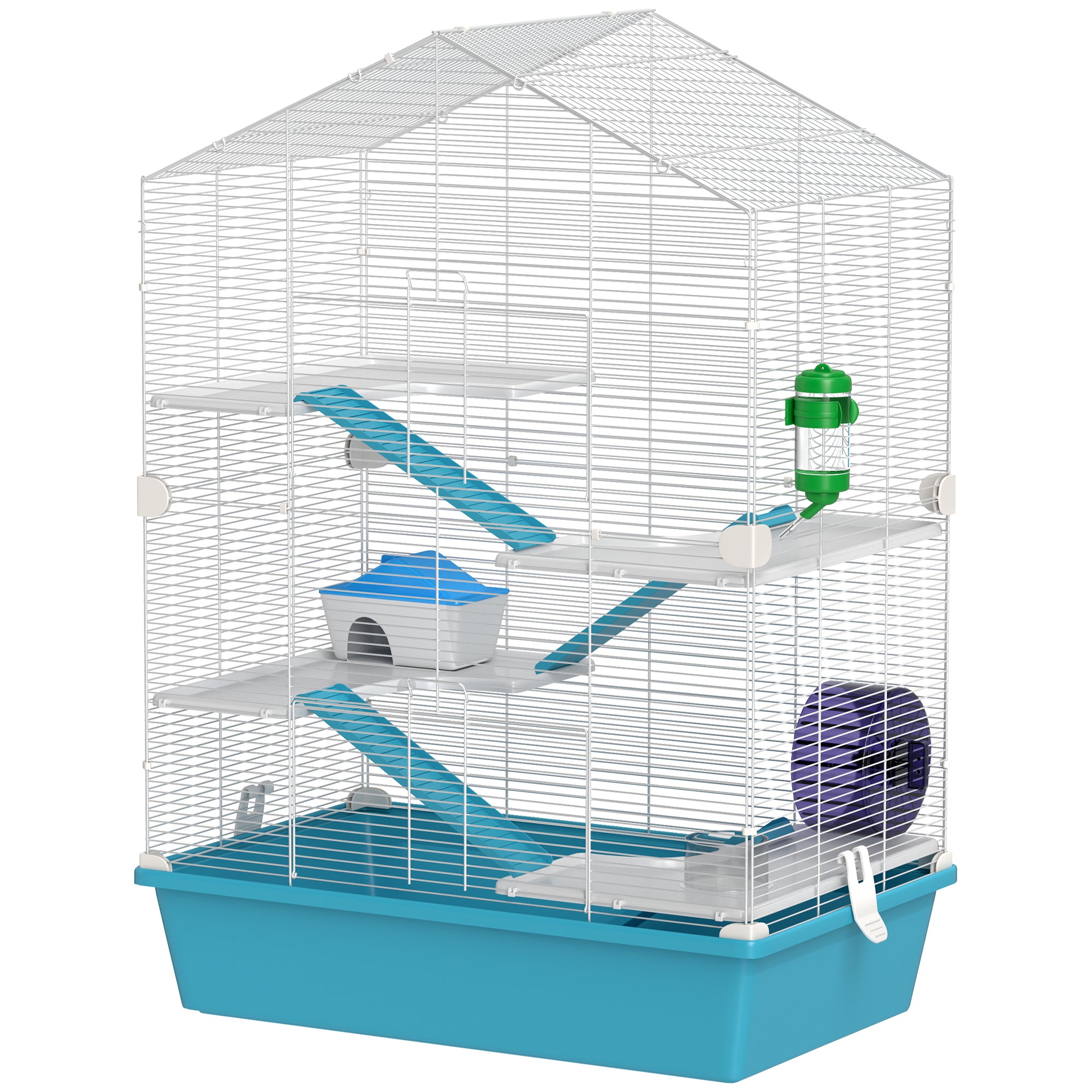 Large Hamster Cage, 5-Tier Small Animal House and Habitats for Gerbil Mice, Light Blue-Small Animals-DECOROLALA