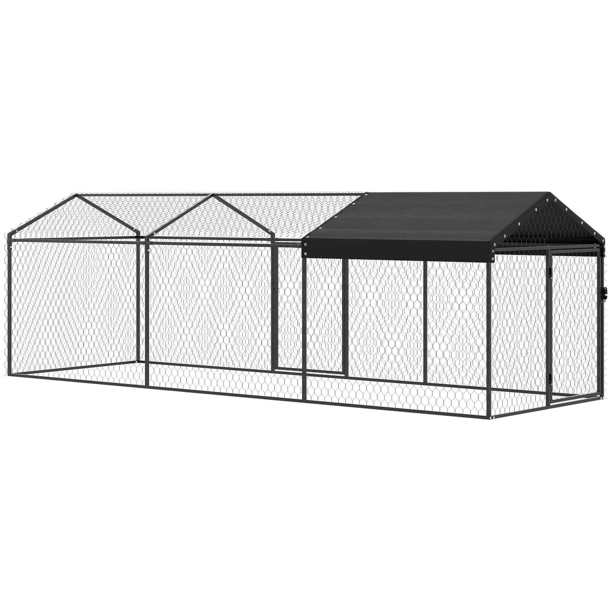 Large Metal Chicken Coop - 9.8' Outdoor Poultry Run with Cover-Small Animals-DECOROLALA