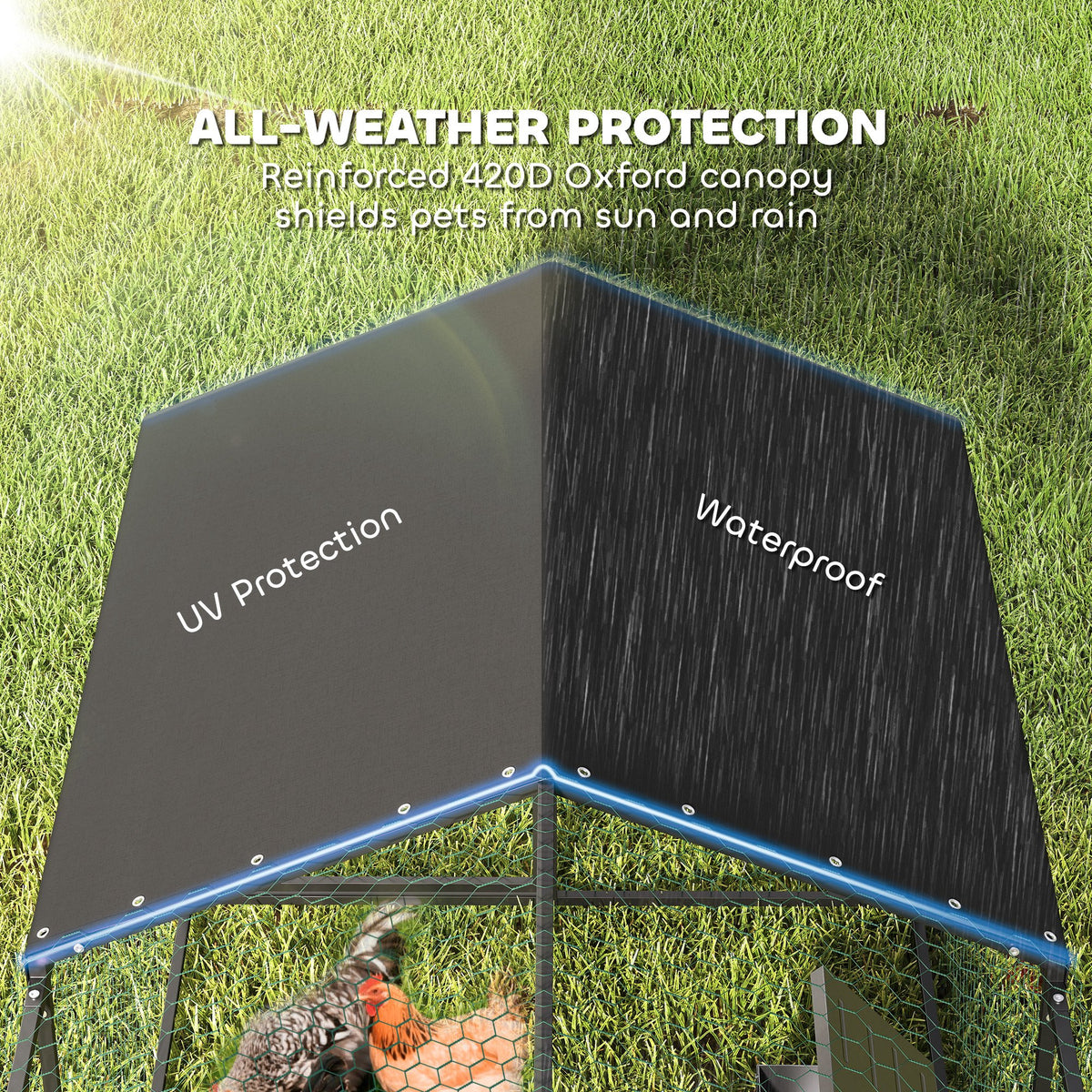 Large Metal Chicken Coop - 9.8' Outdoor Poultry Run with Cover-Small Animals-DECOROLALA