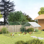 Large Metal Chicken Run - 194 sq. ft. Silver Galvanized Steel-Small Animals-DECOROLALA