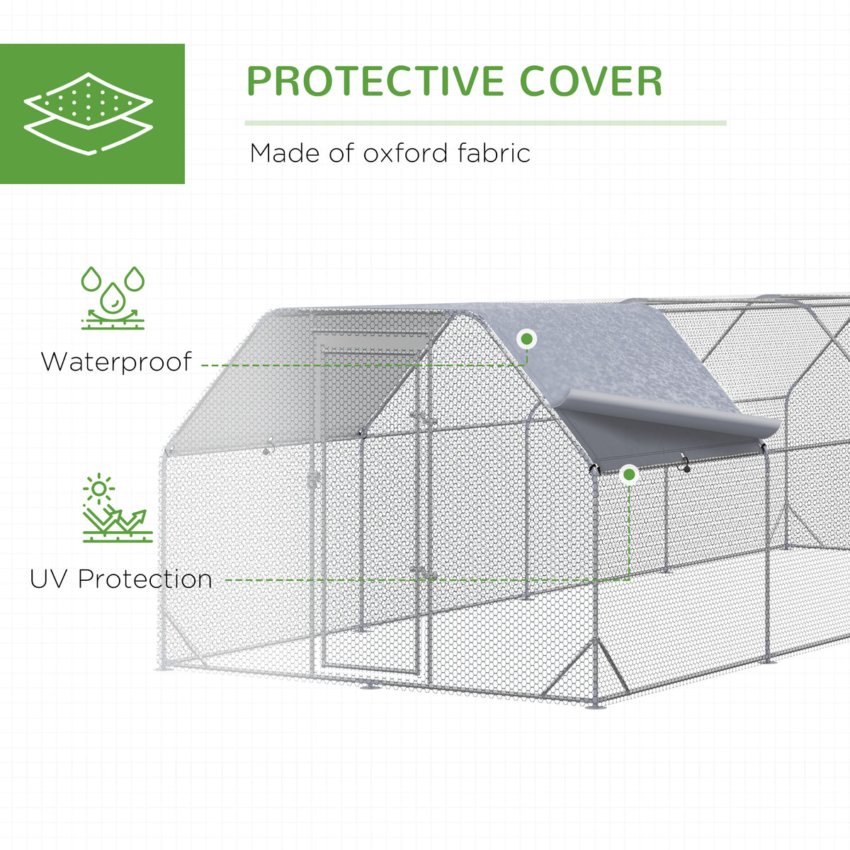 Large Metal Walk-in Chicken Coop - 9.2'x24.9'x6.5' Silver-Small Animals-DECOROLALA