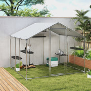 Large Outdoor Catio Enclosure with Waterproof Cover - 94.5" L Silver-Cats-DECOROLALA