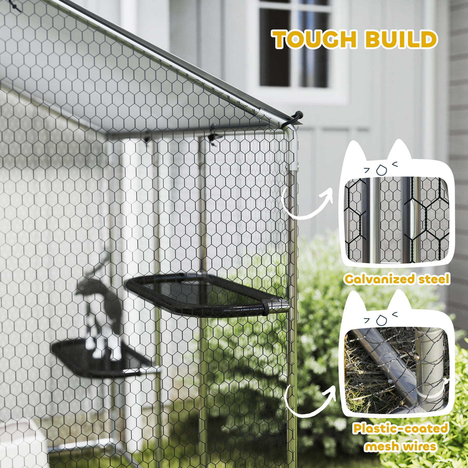 Large Outdoor Catio Enclosure with Waterproof Cover - Silver-DECOROLALA
