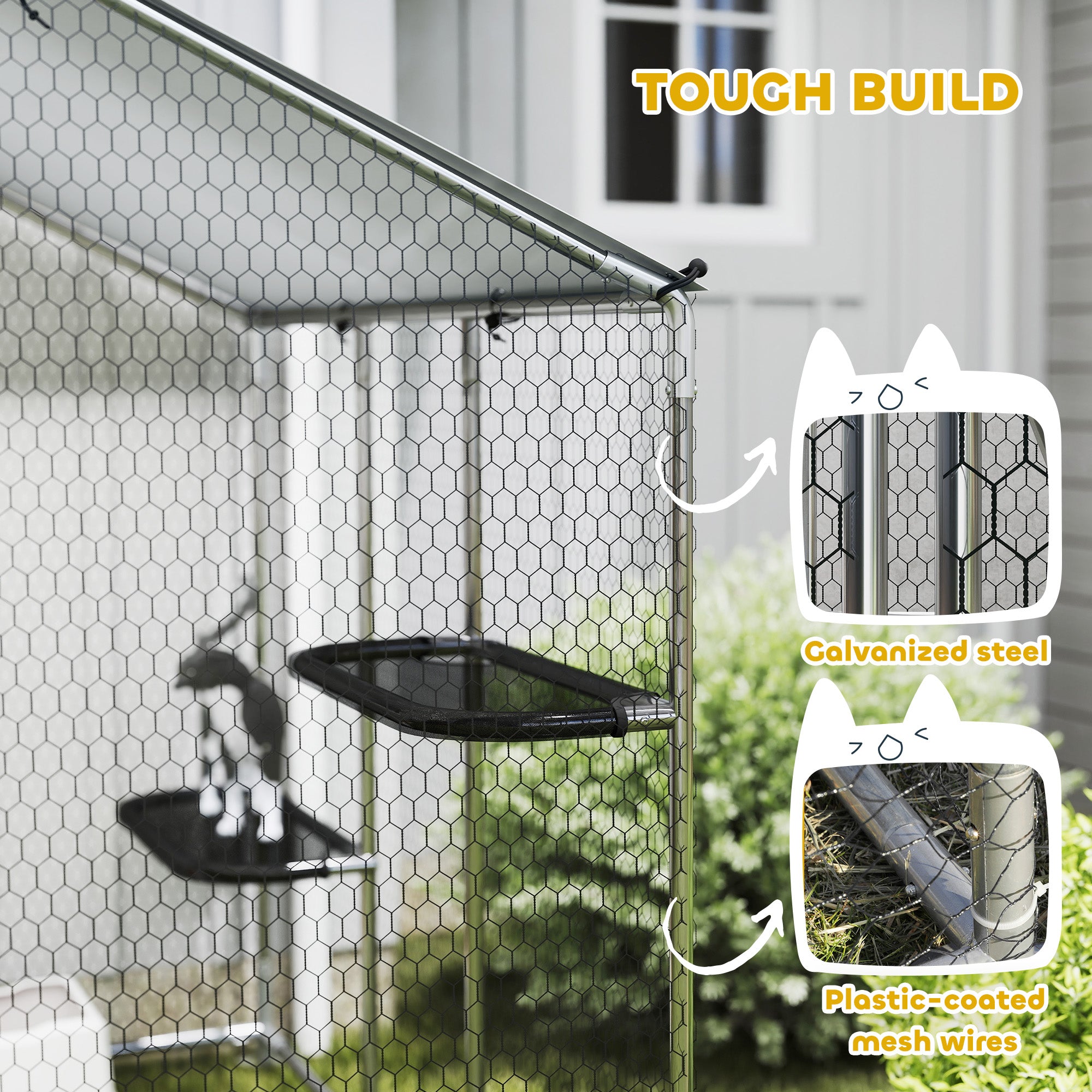 Large Outdoor Catio Enclosure with Waterproof Cover - Silver-DECOROLALA