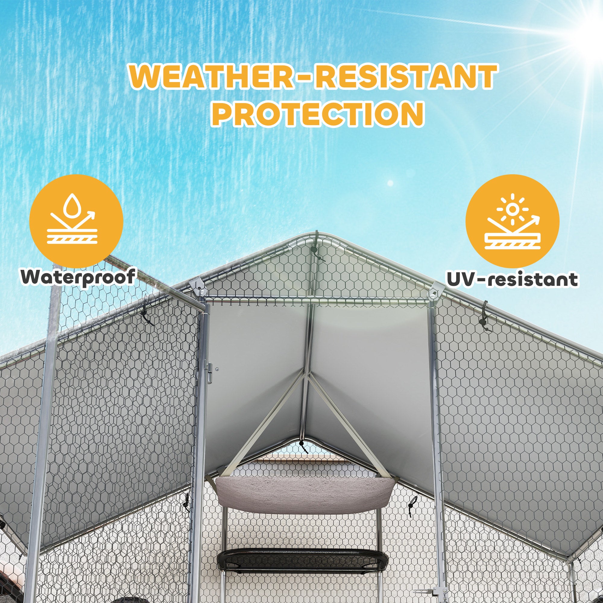 Large Outdoor Catio Enclosure with Waterproof Cover - Silver-DECOROLALA