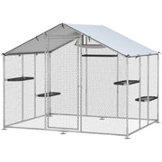 Large Outdoor Catio Enclosure with Waterproof Cover - Silver-DECOROLALA