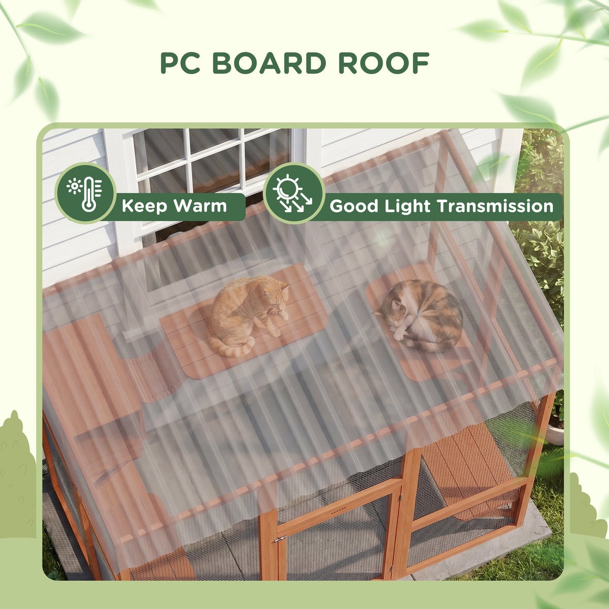 Large Outdoor Catio - Orange Wood Cat Enclosure with Roof-Cats-DECOROLALA