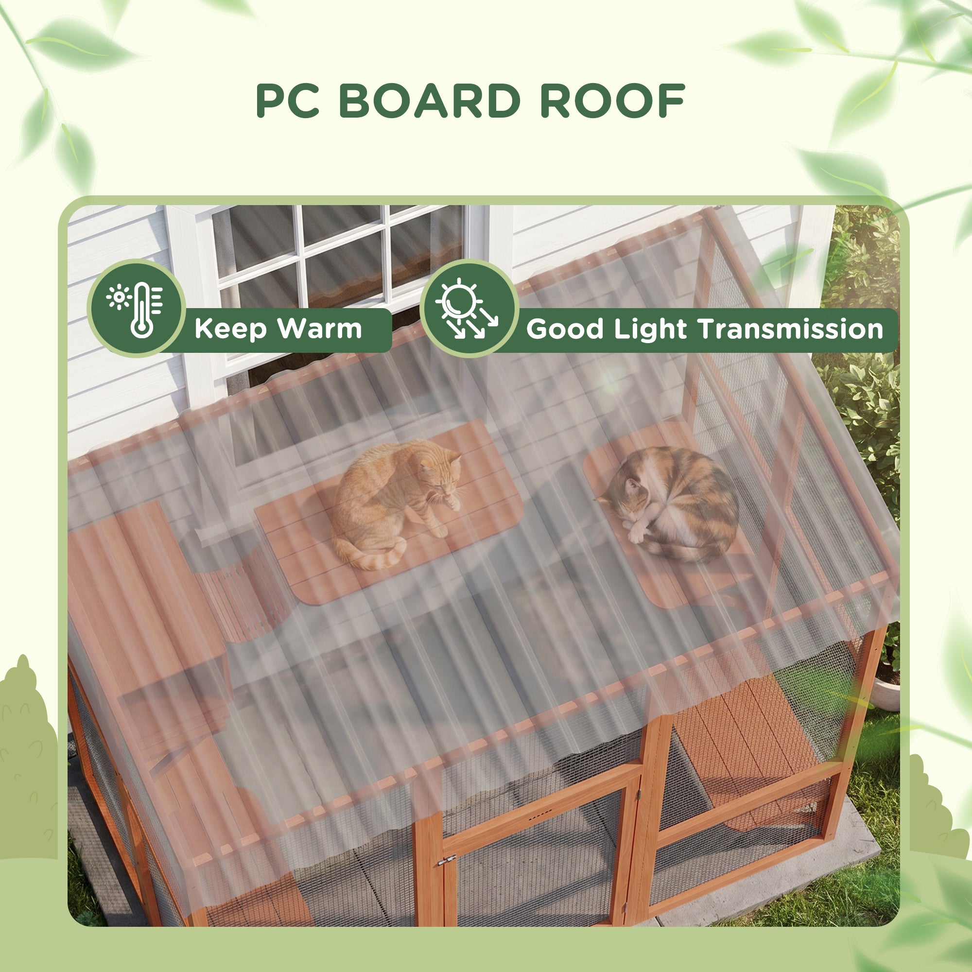 Large Outdoor Catio - Orange Wood Cat Enclosure with Roof-Cats-DECOROLALA