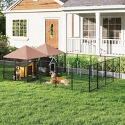 Large Outdoor Dog Kennel - 2 Rooms, 4 Bowls, Coffee 13.5' x 9.4'-Dogs-DECOROLALA