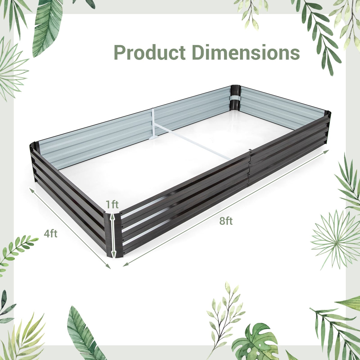 Large Outdoor Metal Planter Box for Vegetable Fruit Herb Flower-Coffee-Raised Garden Beds-DECOROLALA