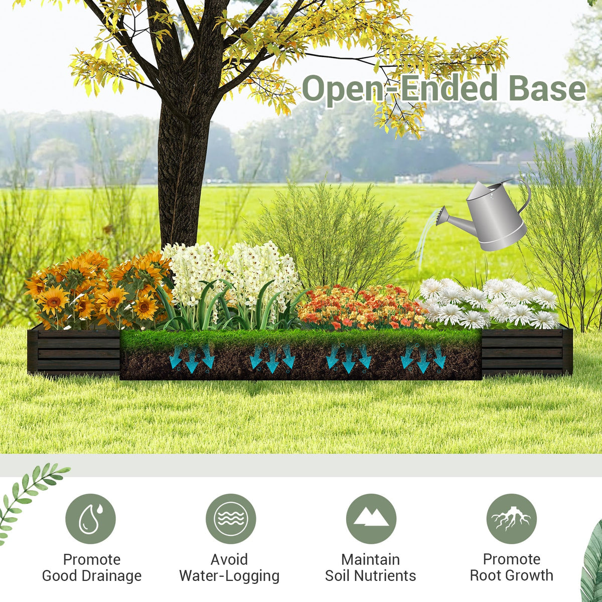 Large Outdoor Metal Planter Box for Vegetable Fruit Herb Flower-Coffee-Raised Garden Beds-DECOROLALA