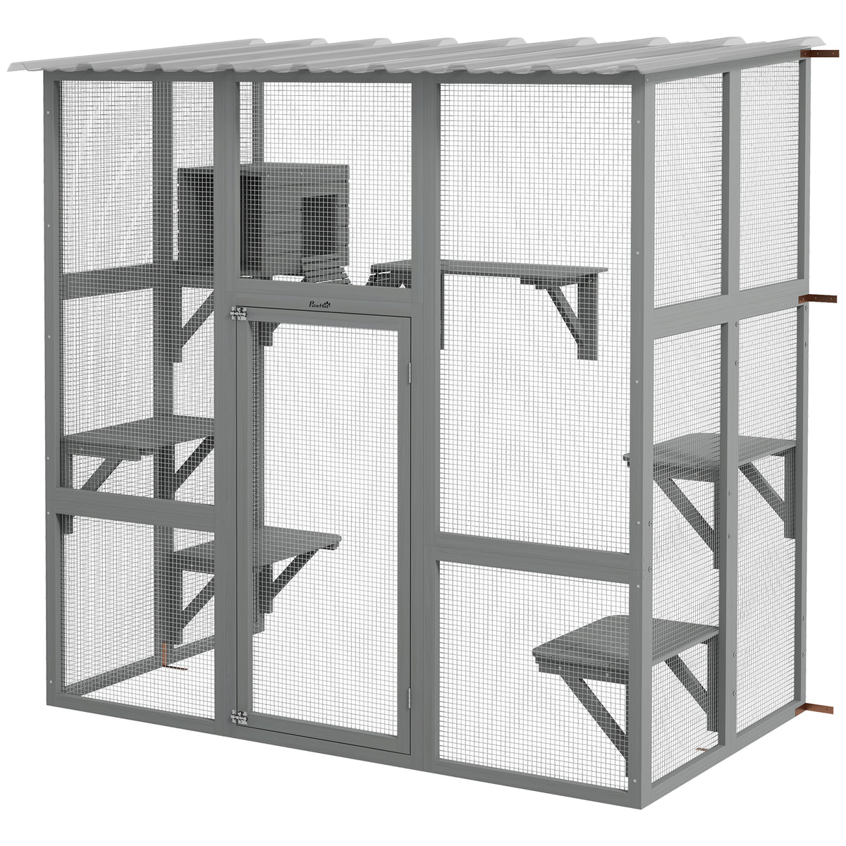 Large Outdoor Wood Catio - Grey Weatherproof Cat Enclosure-Cats-DECOROLALA
