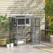 Large Outdoor Wood Catio - Grey Weatherproof Cat Enclosure-Cats-DECOROLALA