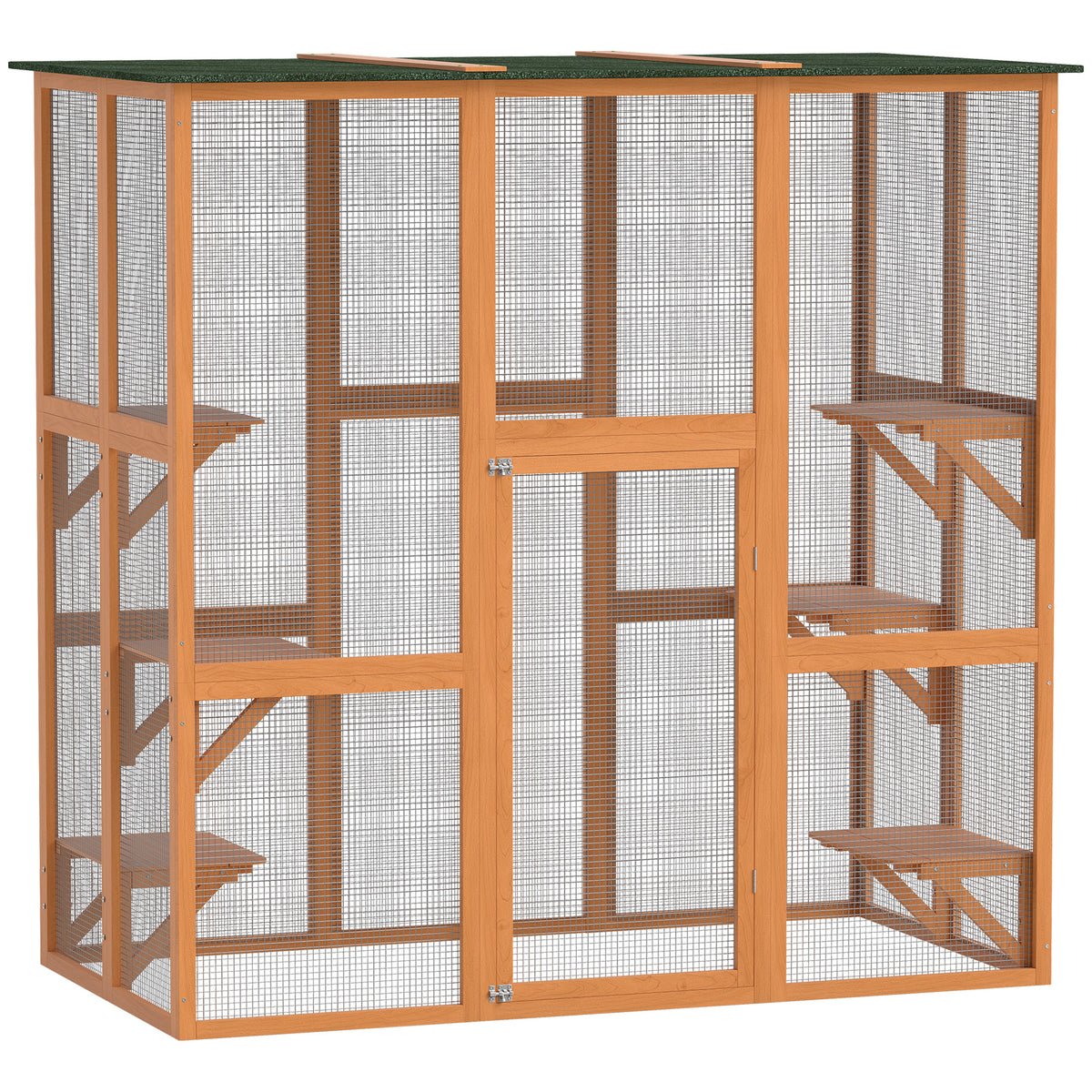 Large Outdoor Wooden Cat Cage - 71" x 39" x 71" Orange-Cats-DECOROLALA