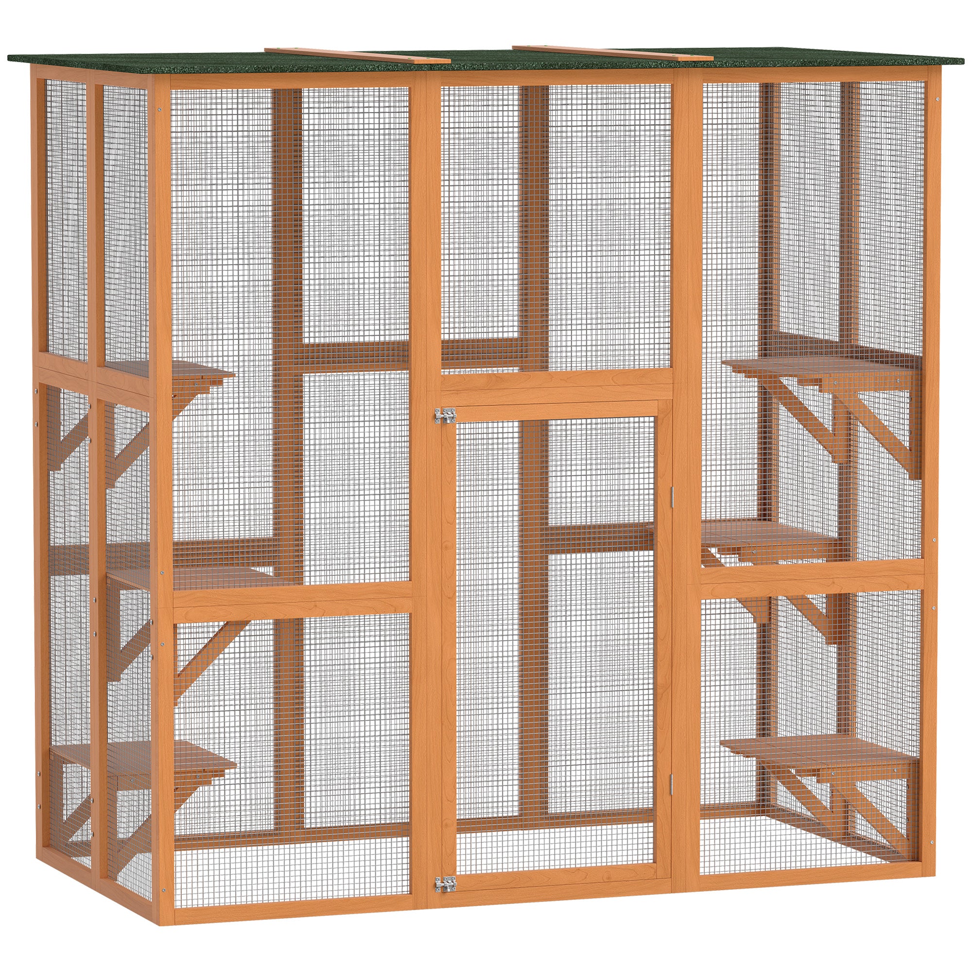 Large Outdoor Wooden Cat Cage - 71" x 39" x 71" Orange-Cats-DECOROLALA