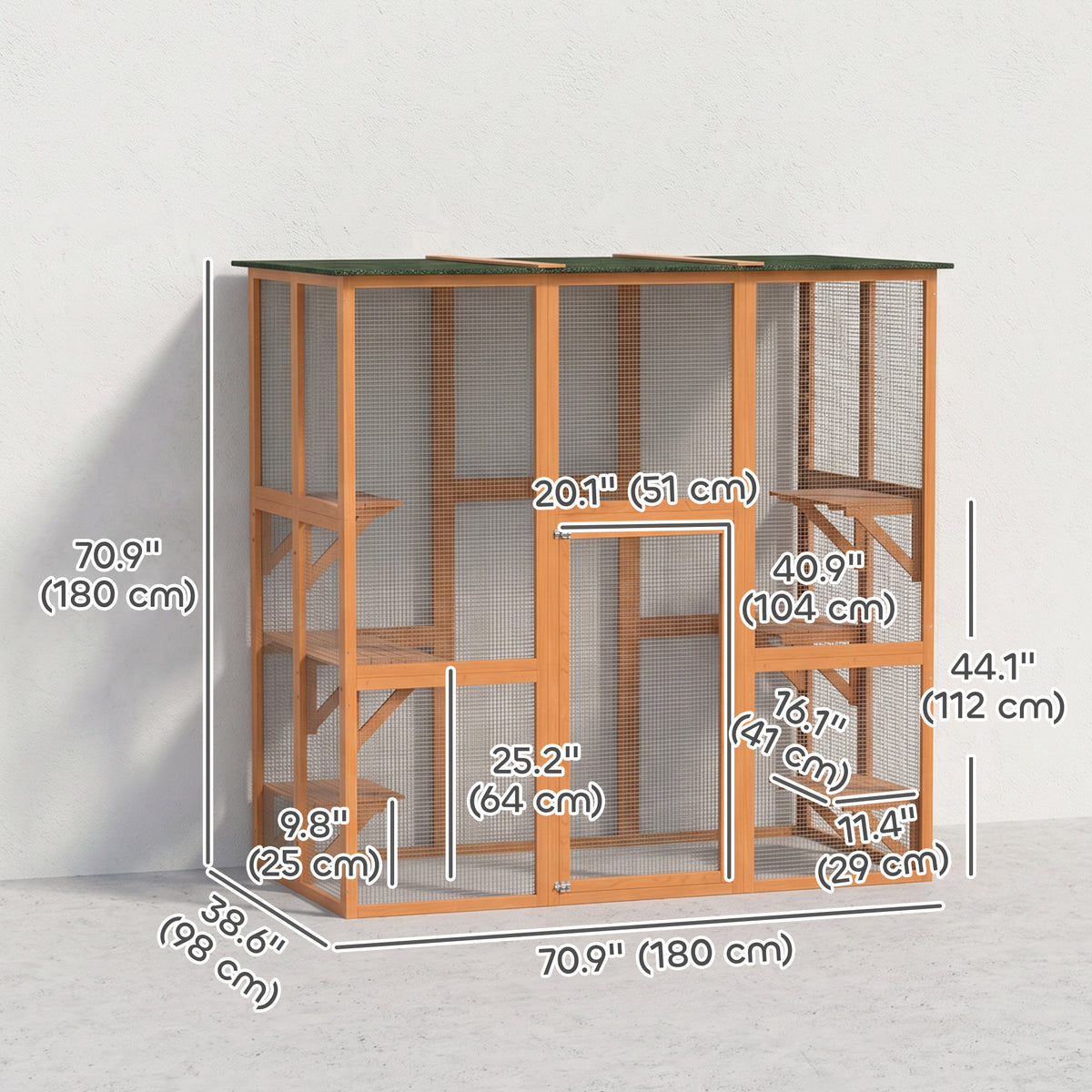 Large Outdoor Wooden Cat Cage - 71" x 39" x 71" Orange-Cats-DECOROLALA