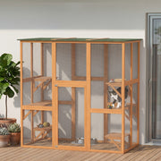 Large Outdoor Wooden Cat Cage - 71" x 39" x 71" Orange-Cats-DECOROLALA