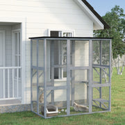 Large Outdoor Wooden Catio Enclosure - 71" Grey Asphalt Roof-Cats-DECOROLALA