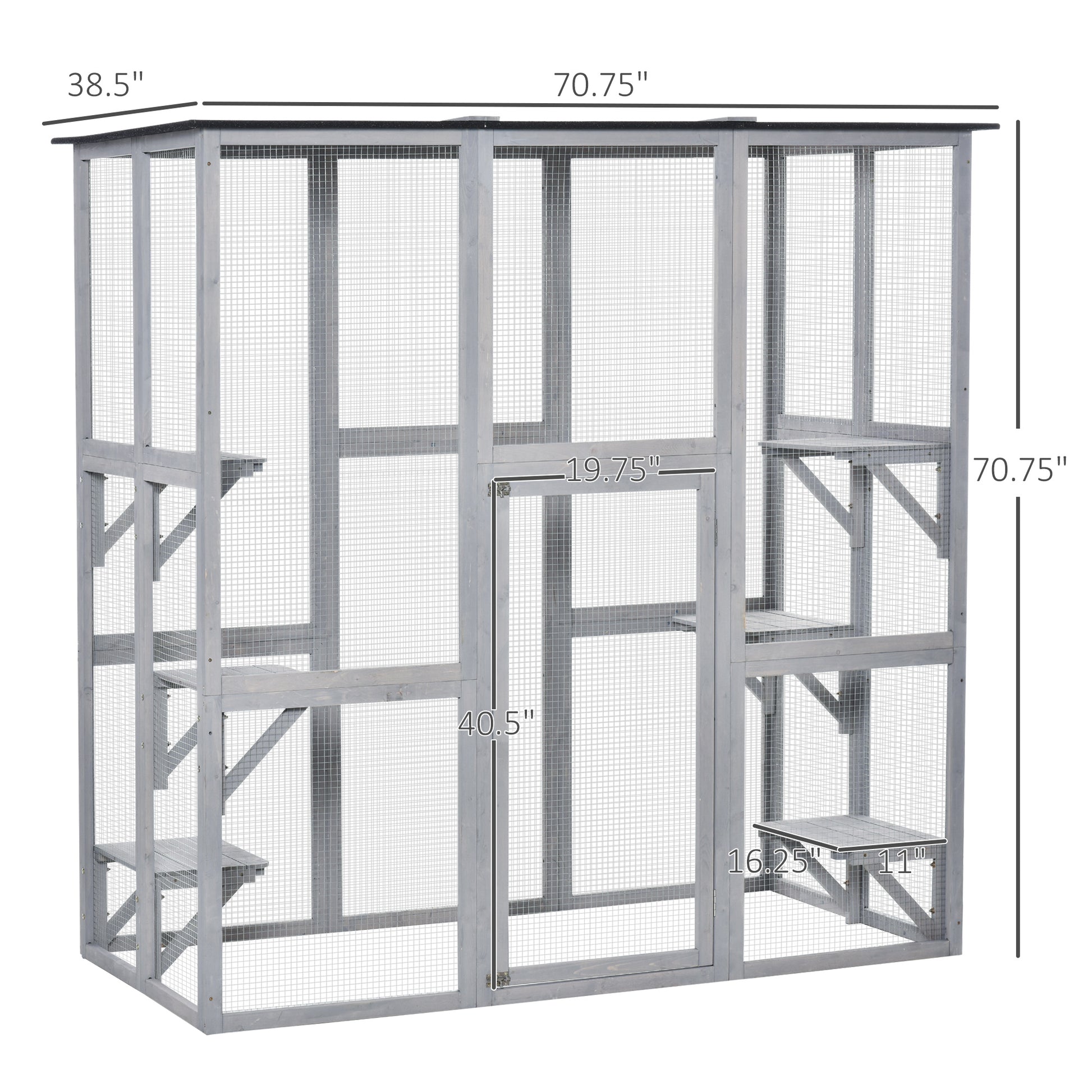 Large Outdoor Wooden Catio - Grey 71" x 39" x 71"-DECOROLALA