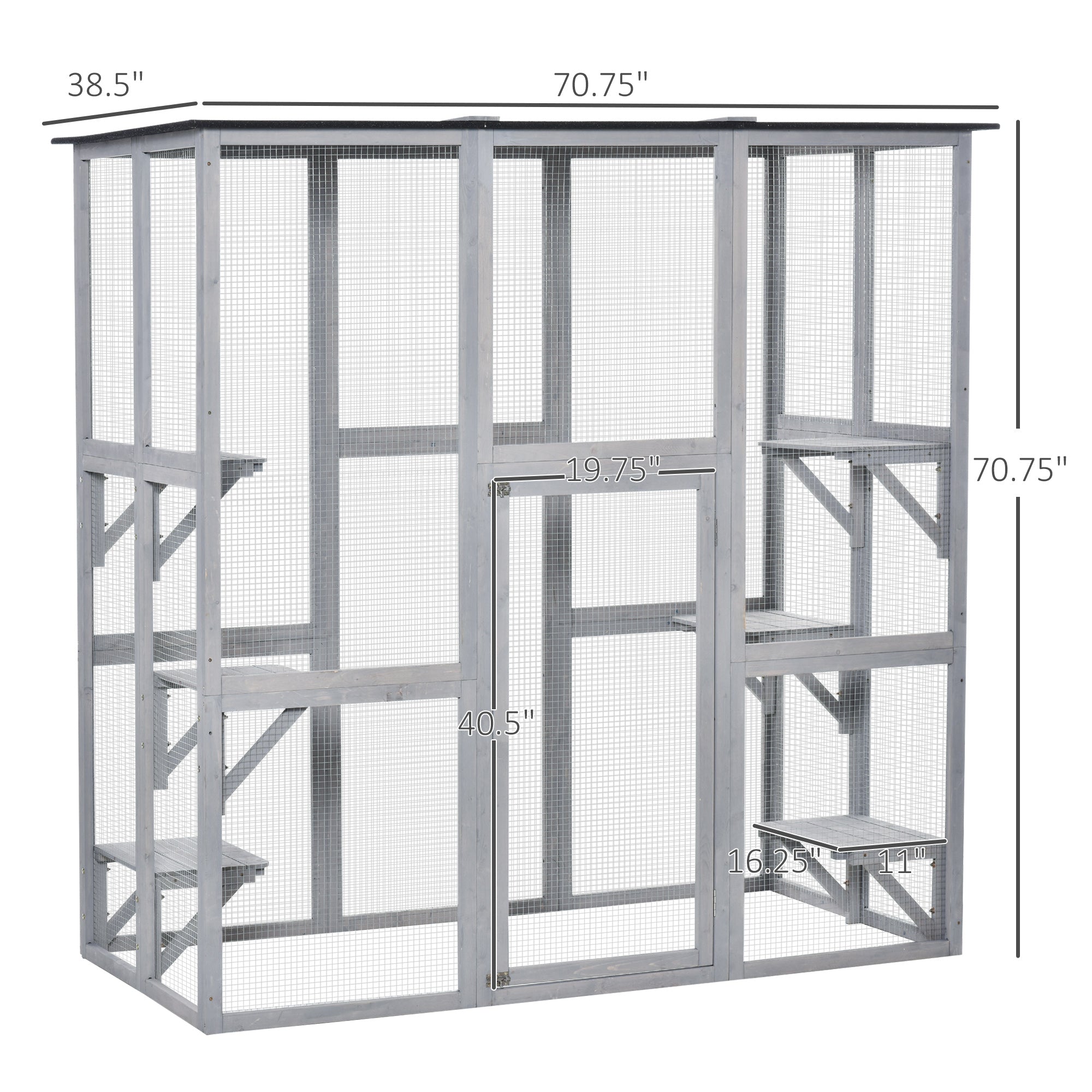 Large Outdoor Wooden Catio - Grey 71" x 39" x 71"-DECOROLALA