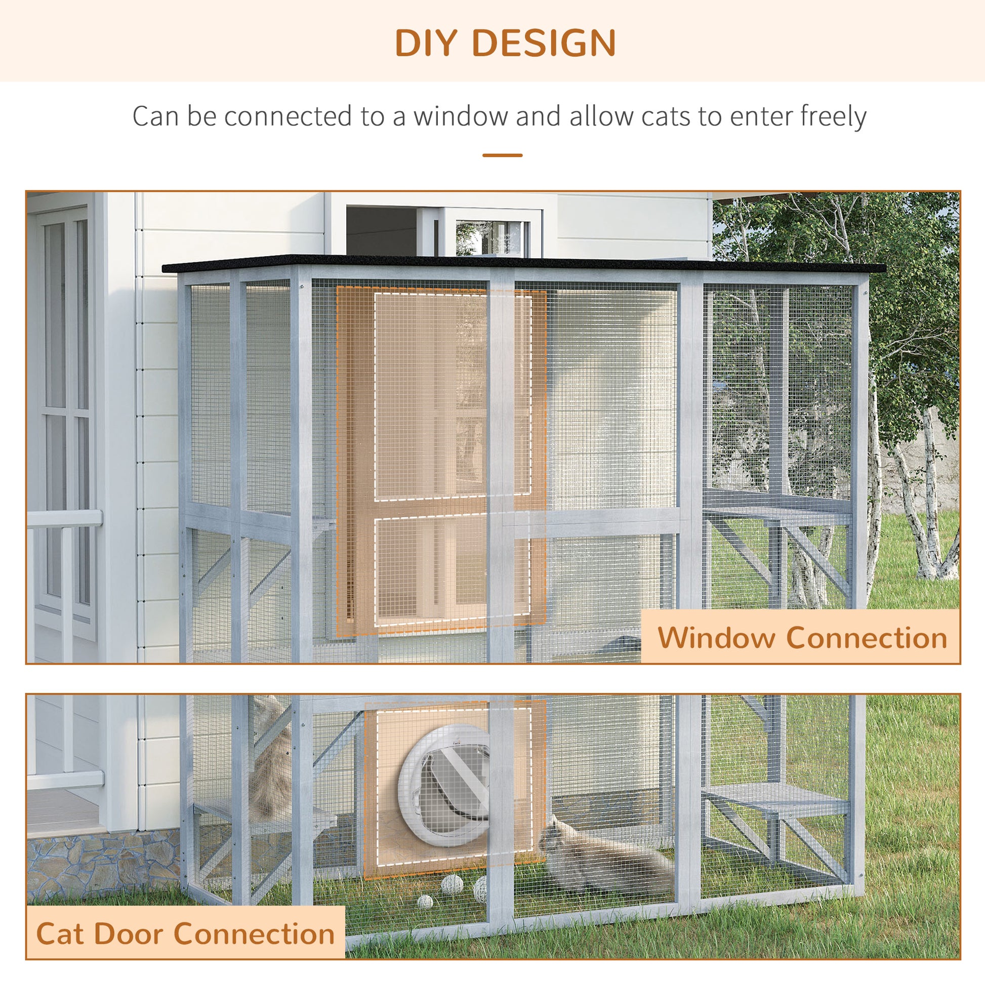 Large Outdoor Wooden Catio - Grey 71" x 39" x 71"-DECOROLALA