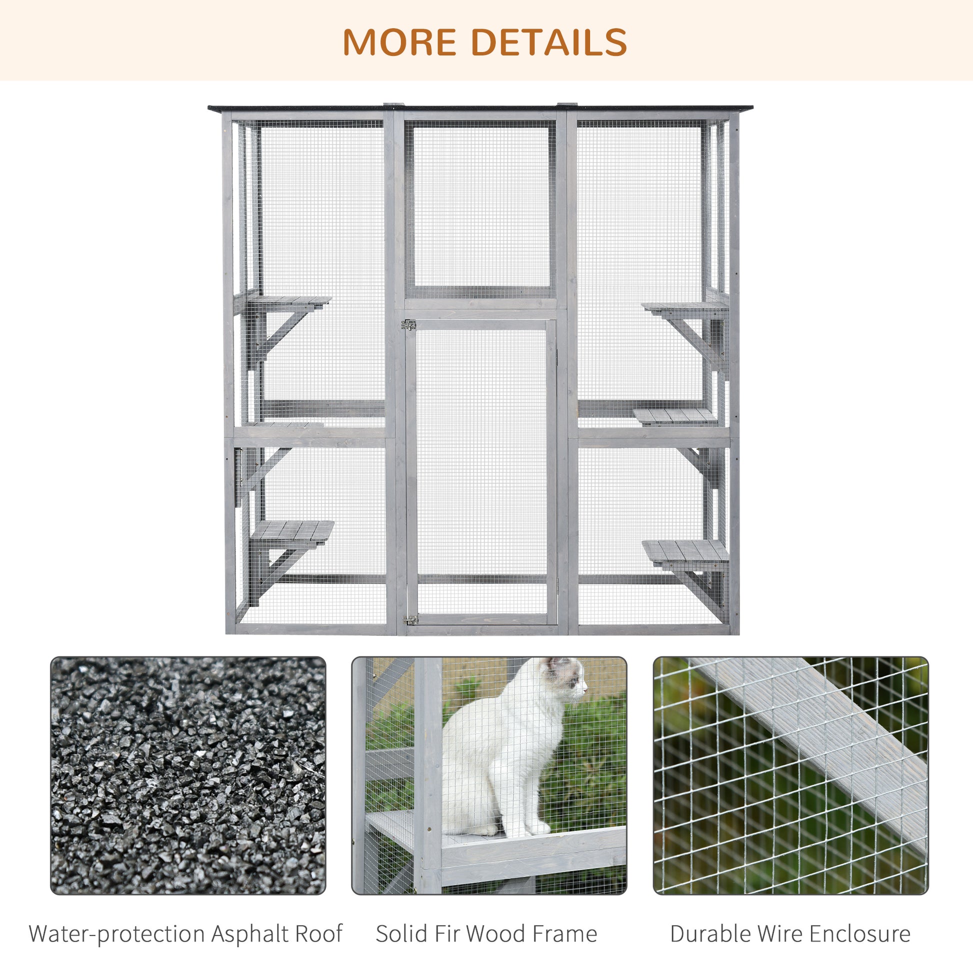 Large Outdoor Wooden Catio - Grey 71" x 39" x 71"-DECOROLALA