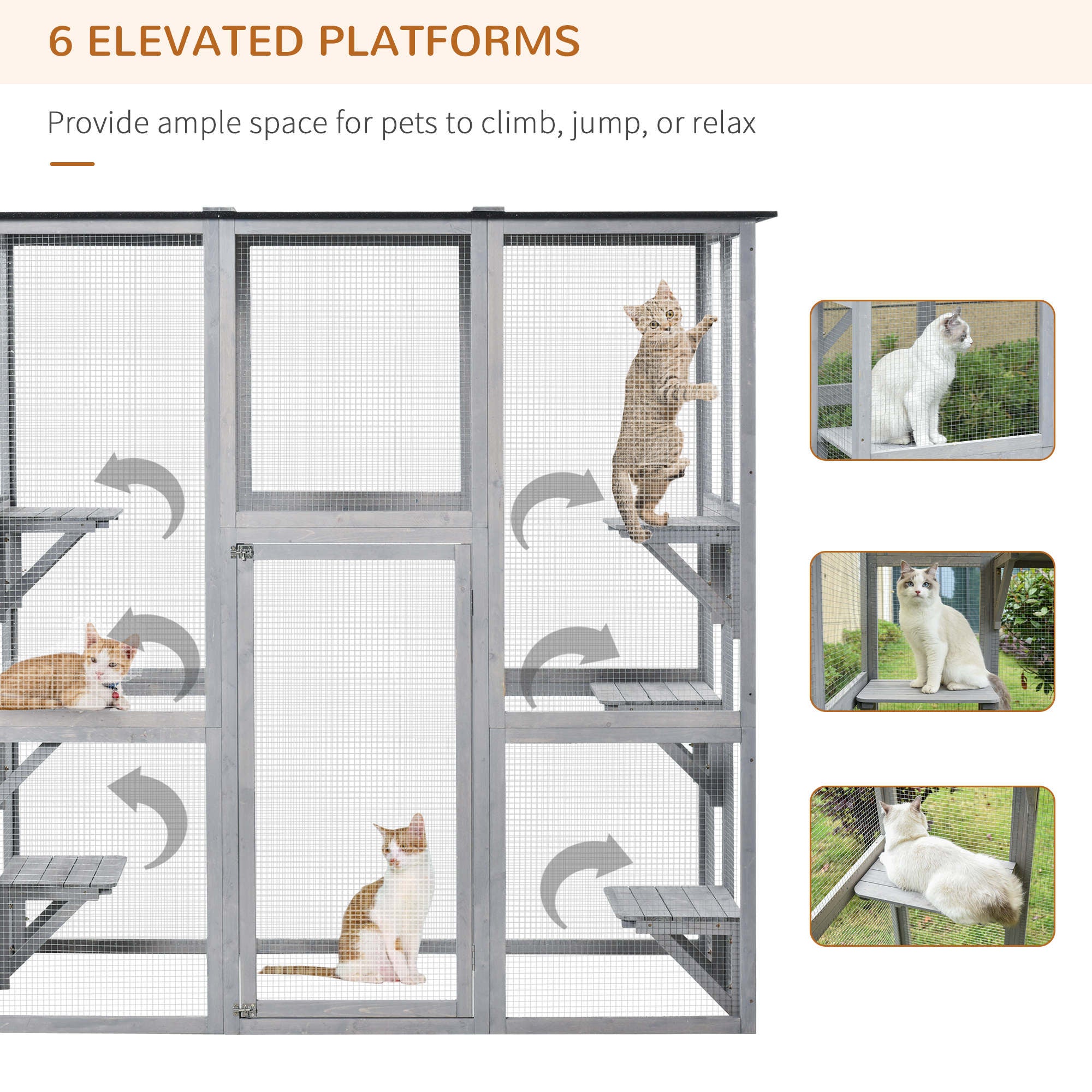 Large Outdoor Wooden Catio - Grey 71" x 39" x 71"-DECOROLALA