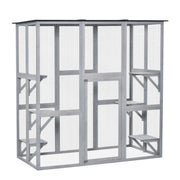 Large Outdoor Wooden Catio - Grey 71" x 39" x 71"-DECOROLALA