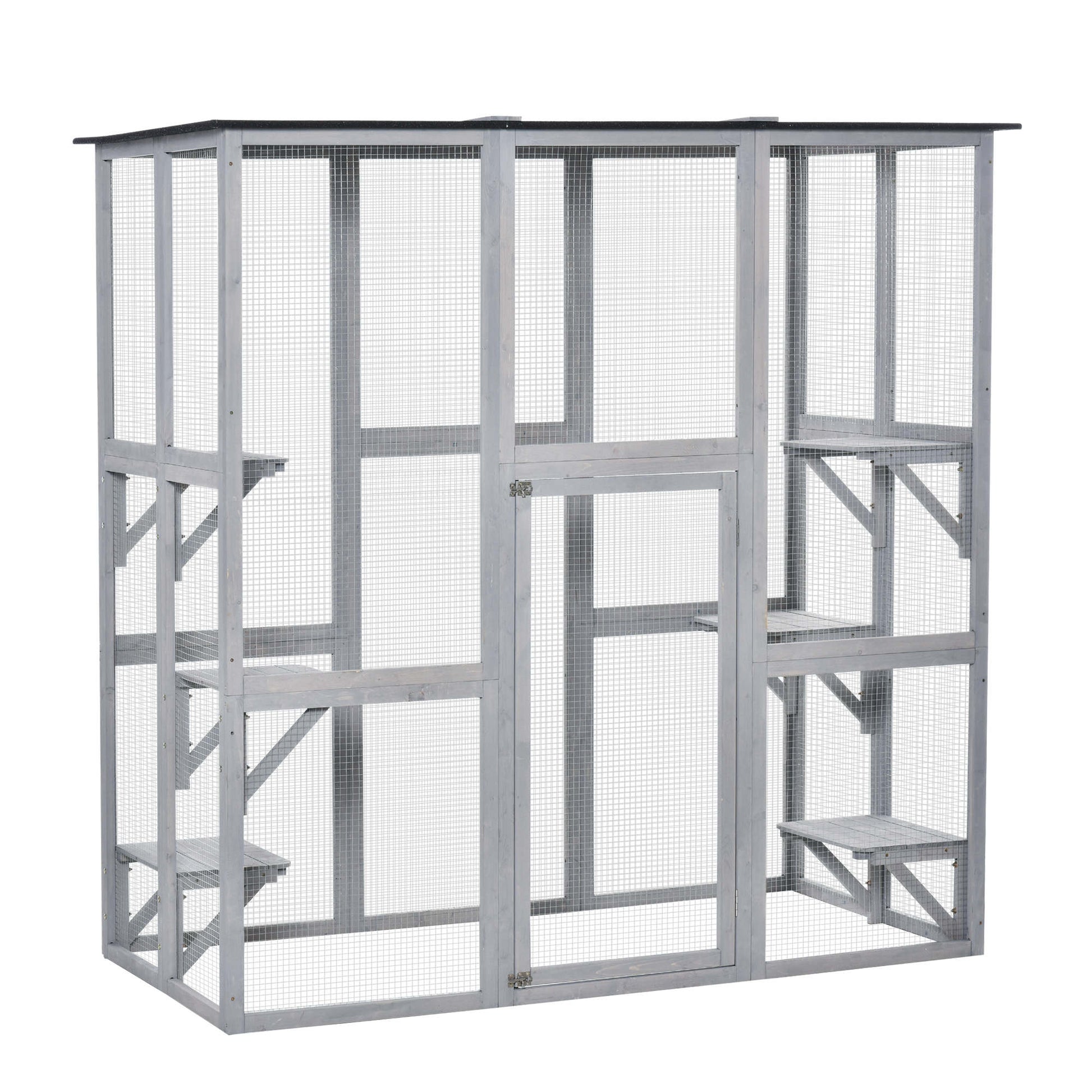 Large Outdoor Wooden Catio - Grey 71" x 39" x 71"-DECOROLALA
