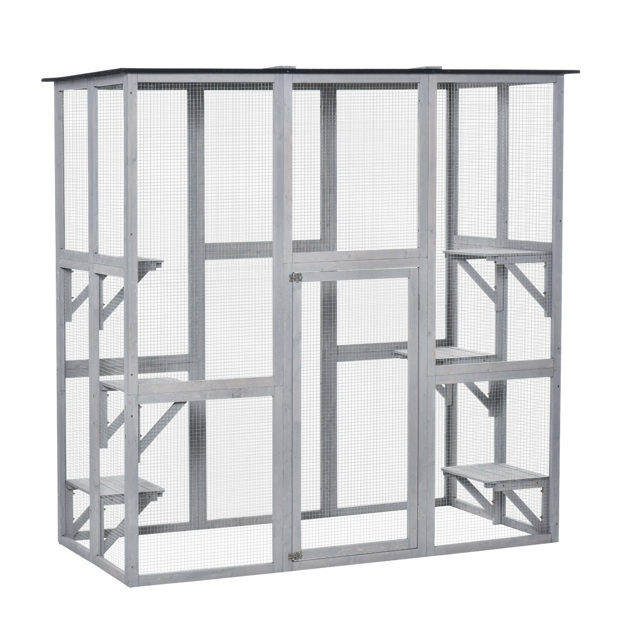 Large Outdoor Wooden Catio - Grey 71" x 39" x 71"-DECOROLALA