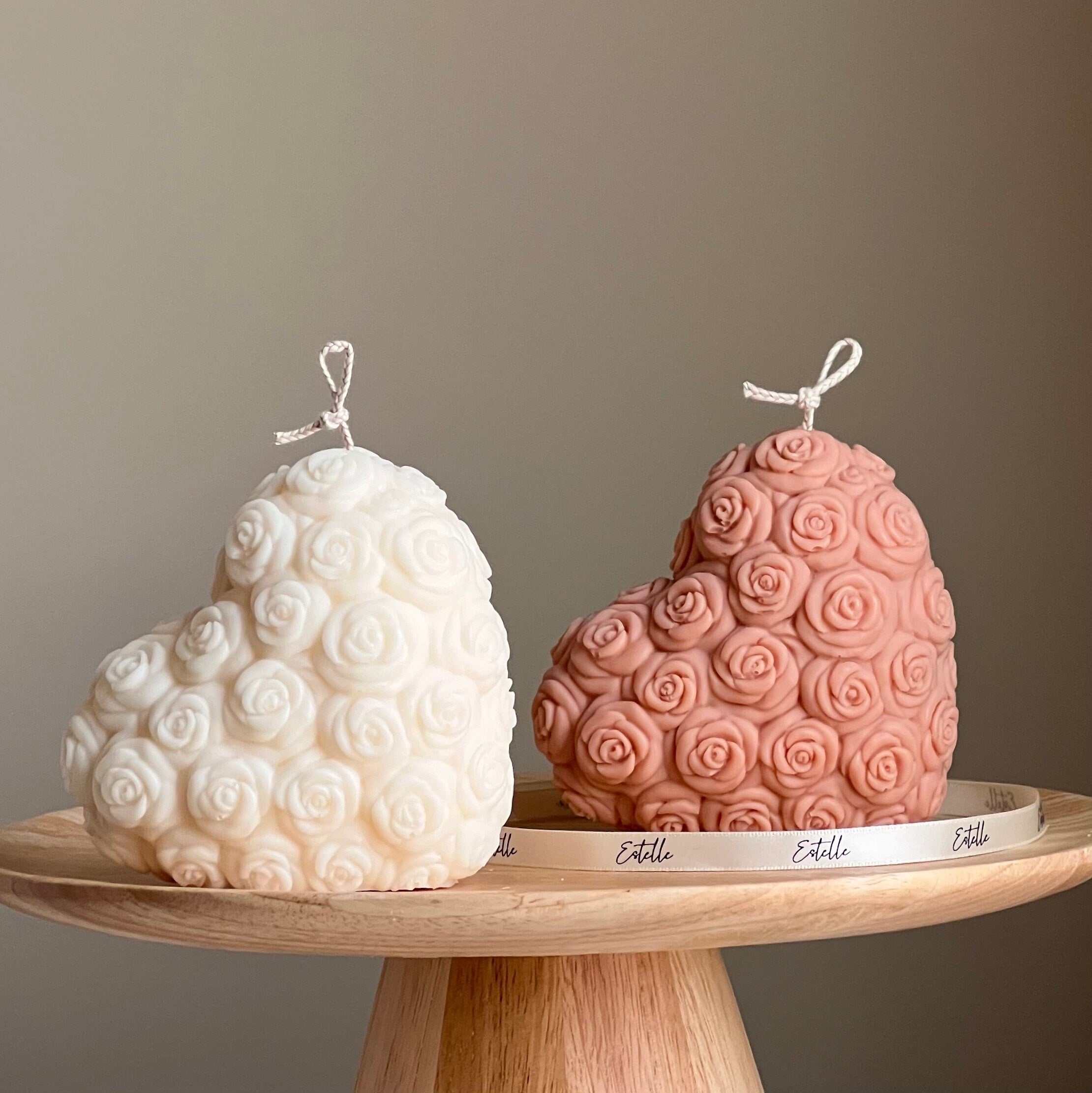 Large Rose Heart Candle-n/a-DECOROLALA