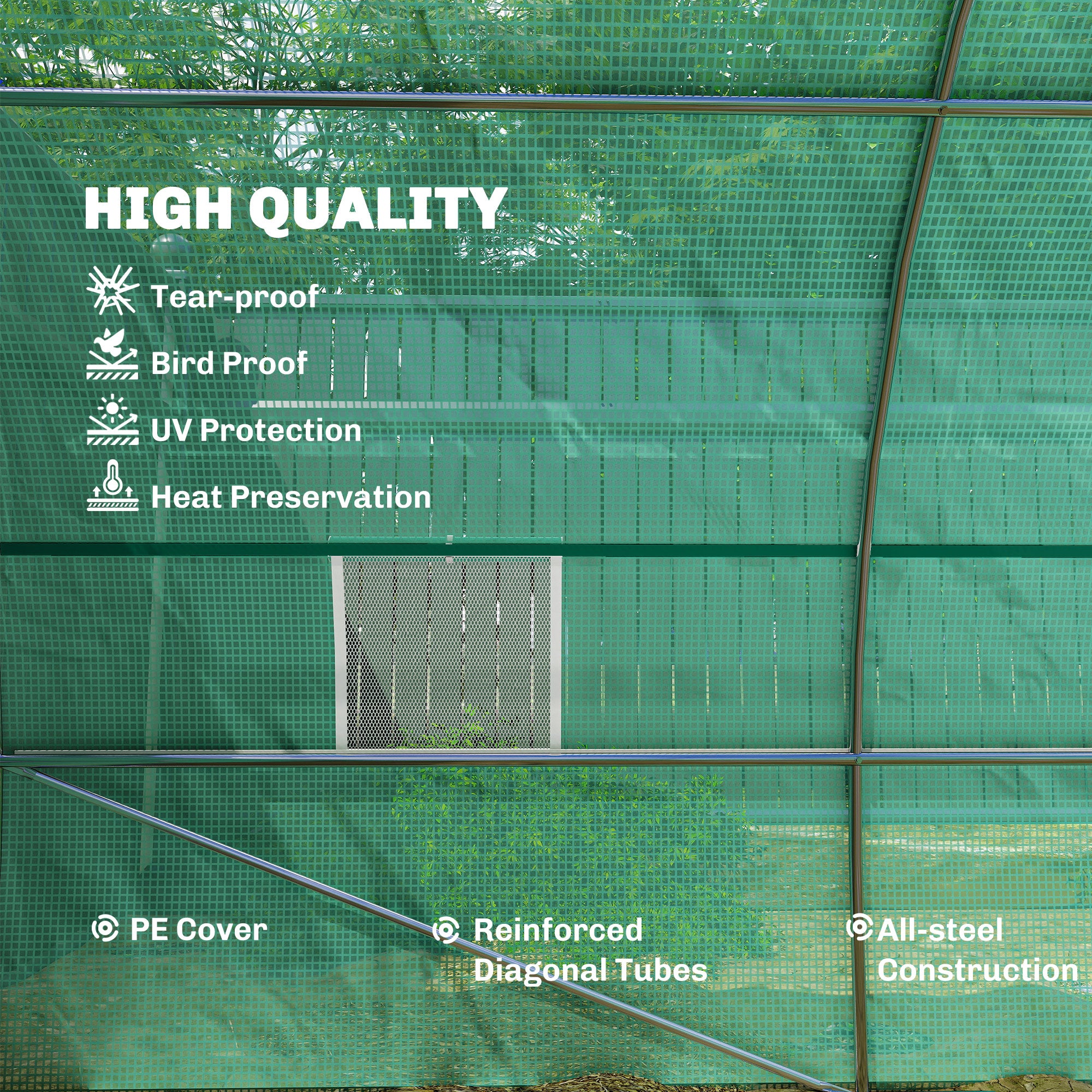 Large Walk-in Tunnel Greenhouse 26' x 10' x 6.7' Dark Green-DECOROLALA