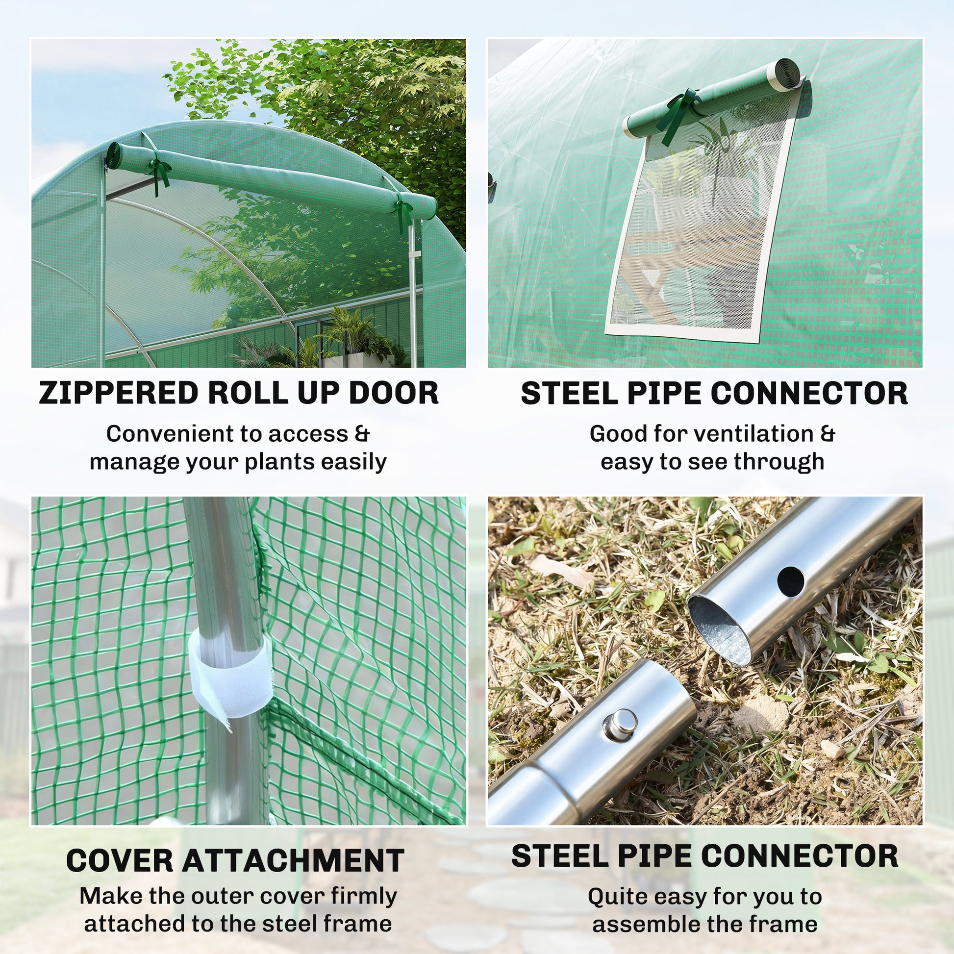 Large Walk-in Tunnel Greenhouse 26' x 10' x 6.7' Dark Green-DECOROLALA