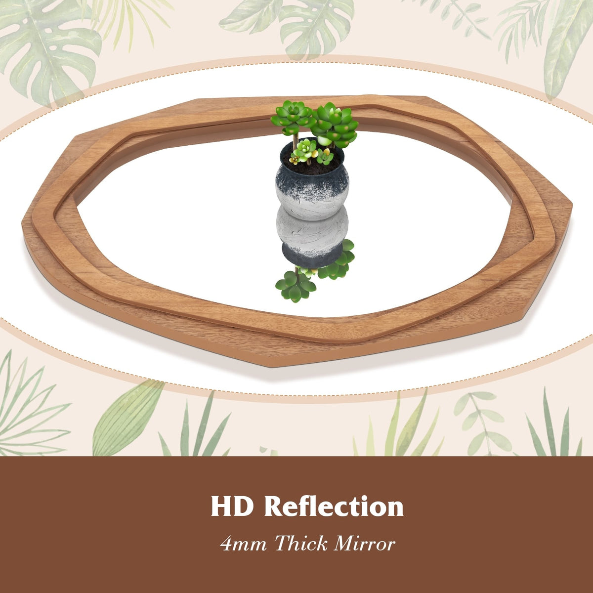 Large Water Proof Irregular Framed Decoration Wall Mirror with Expansion Screws-Natural-Wall Mirrors-DECOROLALA
