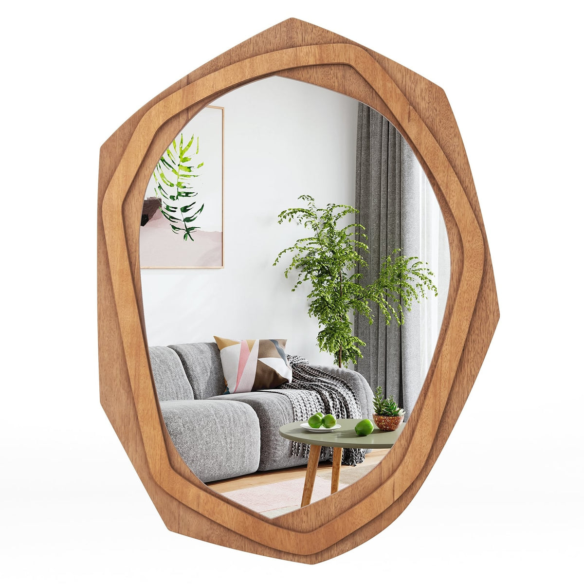 Large Water Proof Irregular Framed Decoration Wall Mirror with Expansion Screws-Natural-Wall Mirrors-DECOROLALA