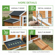 Large Waterproof Wood Chicken Coop with Nesting Box - Orange/White-Small Animals-DECOROLALA