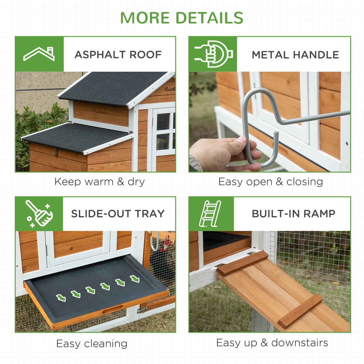 Large Waterproof Wood Chicken Coop with Nesting Box - Orange/White-Small Animals-DECOROLALA
