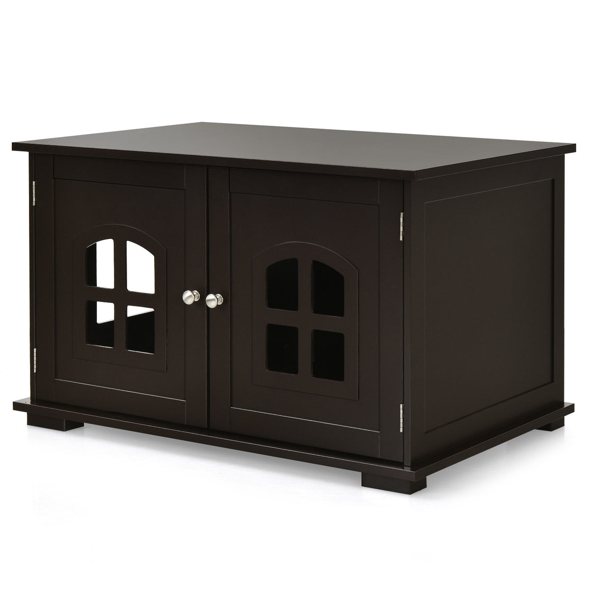 Large Wooden Cat Litter Box Enclosure Hidden Cat Washroom with Divider-Brown-Cat Houses-DECOROLALA