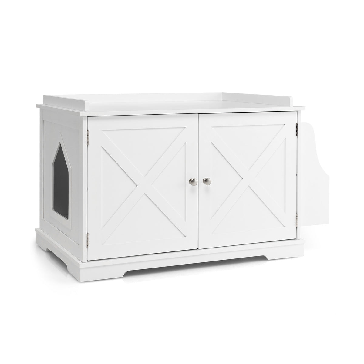 Large Wooden Cat Litter Box Enclosure with the Storage Rack-White-Cat Houses-DECOROLALA