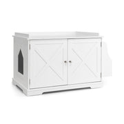 Large Wooden Cat Litter Box Enclosure with the Storage Rack-White-Cat Houses-DECOROLALA