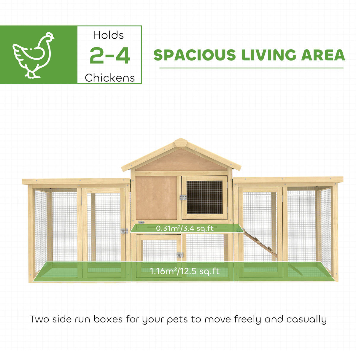 Large Wooden Chicken Coop - 80" Outdoor Rabbit Hutch with Run-Small Animals-DECOROLALA