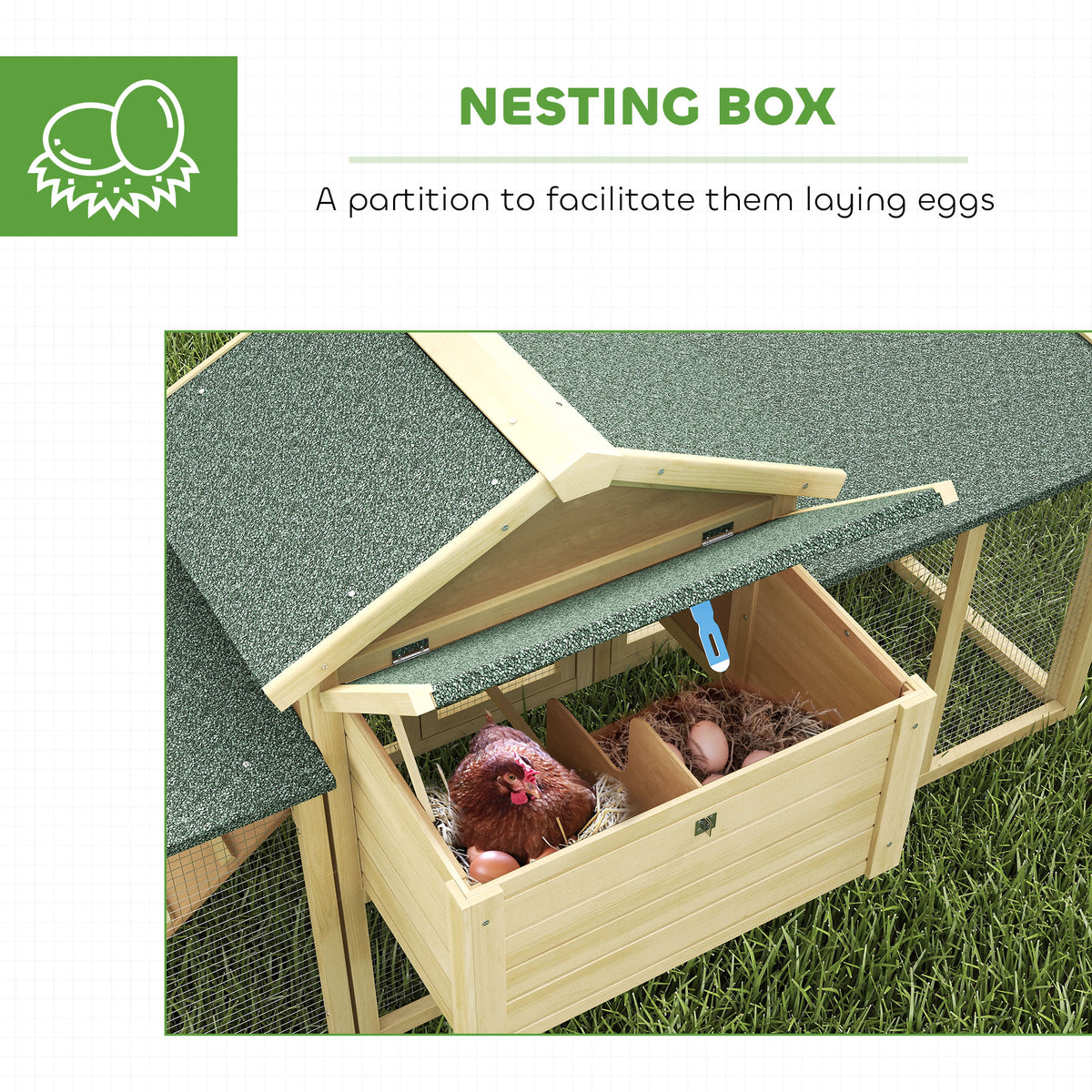 Large Wooden Chicken Coop - 80" Outdoor Rabbit Hutch with Run-Small Animals-DECOROLALA
