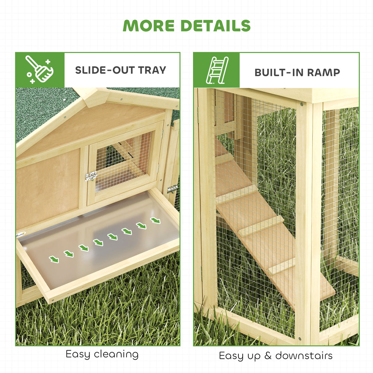 Large Wooden Chicken Coop - 80" Outdoor Rabbit Hutch with Run-Small Animals-DECOROLALA