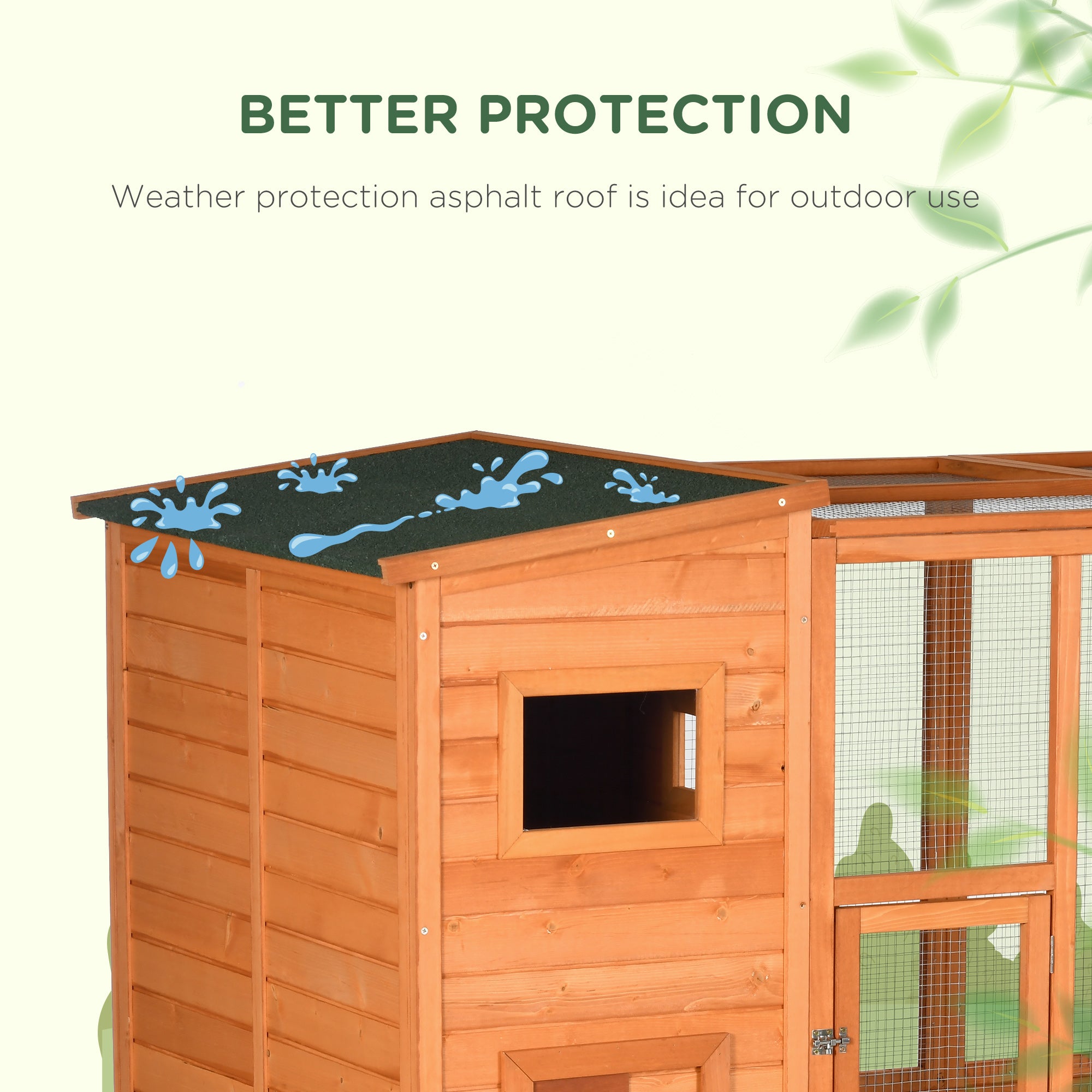 Large Wooden Outdoor Catio - 68.7" H Cat House Natural-DECOROLALA