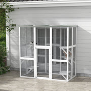 Large Wooden Outdoor Catio Enclosure - White 71" x 39" x 71"-Cats-DECOROLALA